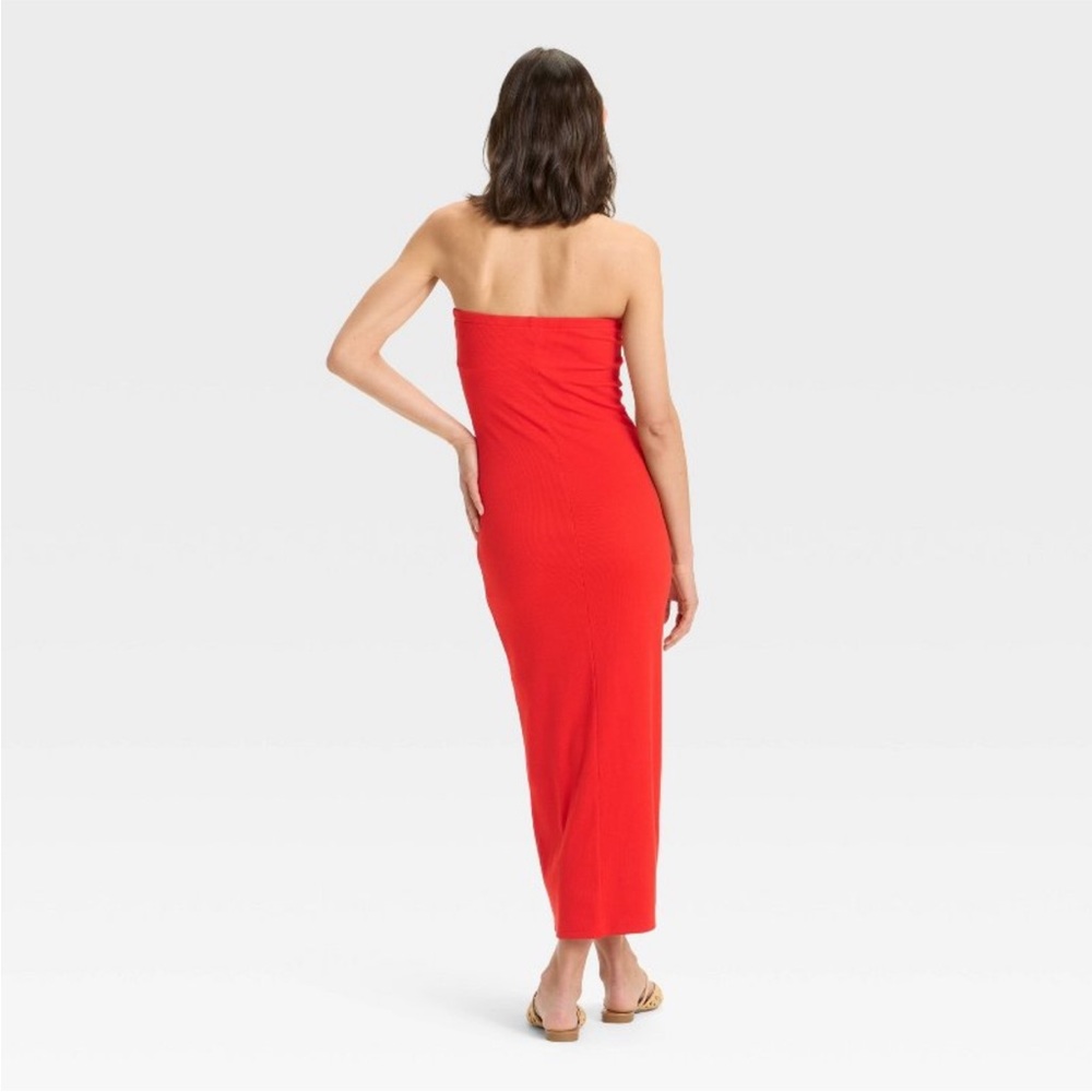 Red Ribbed Tube Dress - Picture 2 of 4